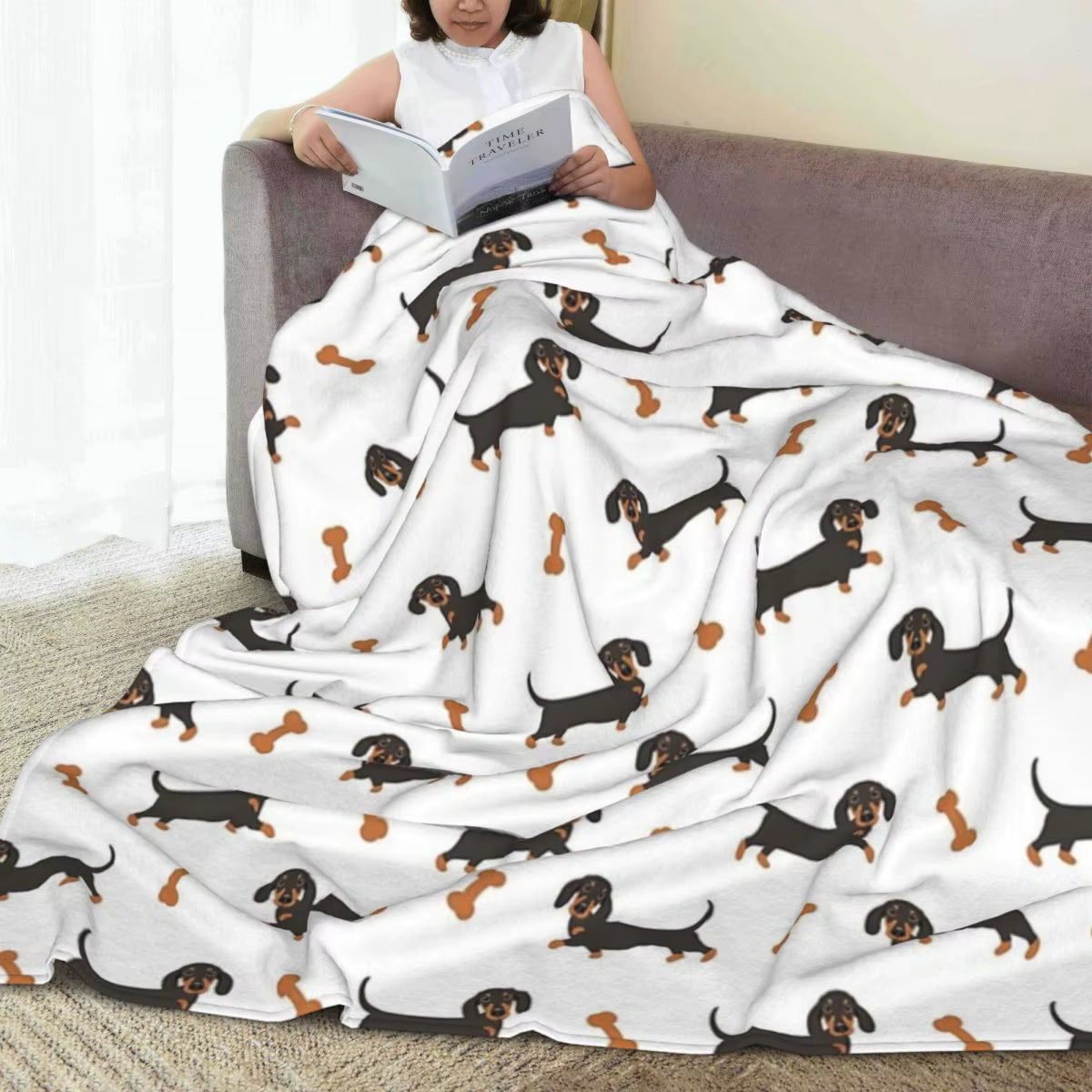 Black and Tan Dachshund Sausage Dog Blanket Soft Warm Flannel Throw Blanket Bedding for Bed Living Room Picnic Travel Home Couch