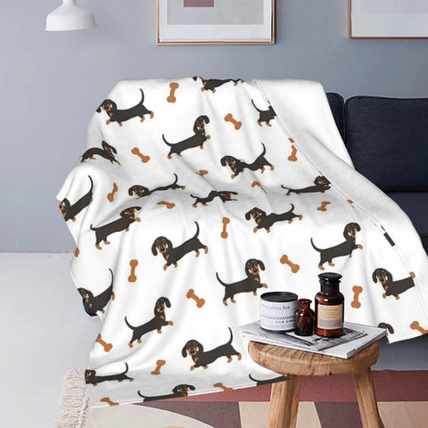 Black and Tan Dachshund Sausage Dog Blanket Soft Warm Flannel Throw Blanket Bedding for Bed Living Room Picnic Travel Home Couch
