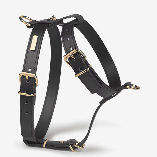 No Pull Heavy Duty Vest Leather Dog Harness (Black)