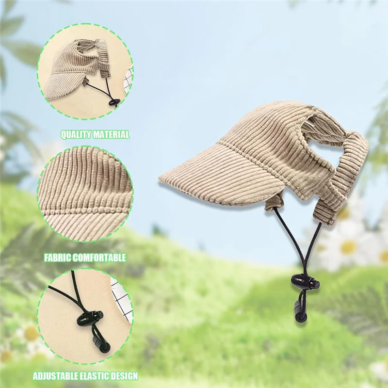 Classy-Sun Protection Hat Adjustable Pet Cat Dog Sun Visor with Ear Holes for Puppies Medium and Large Dogs