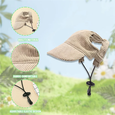 Classy-Sun Protection Hat Adjustable Pet Cat Dog Sun Visor with Ear Holes for Puppies Medium and Large Dogs