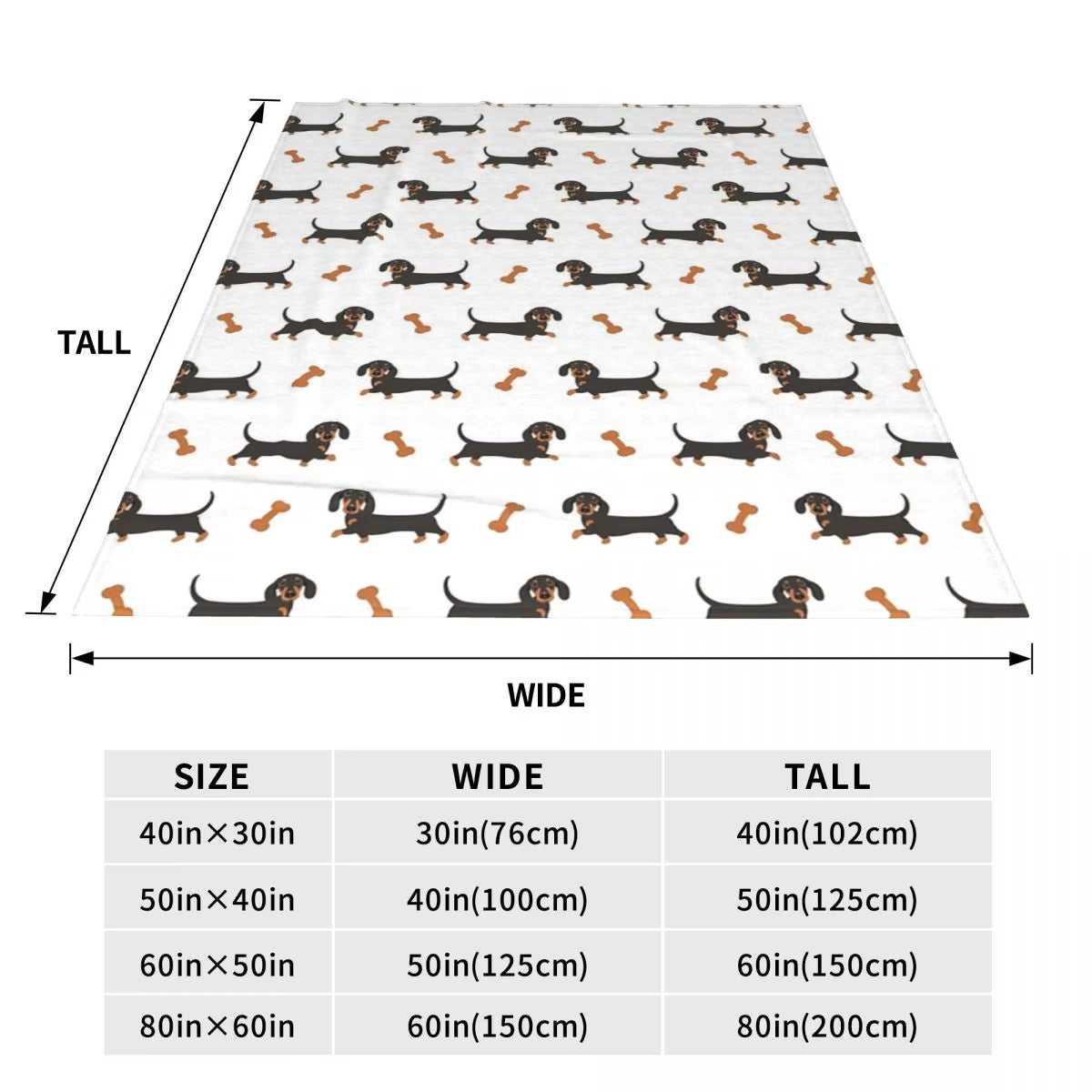 Black and Tan Dachshund Sausage Dog Blanket Soft Warm Flannel Throw Blanket Bedding for Bed Living Room Picnic Travel Home Couch
