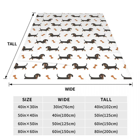 Black and Tan Dachshund Sausage Dog Blanket Soft Warm Flannel Throw Blanket Bedding for Bed Living Room Picnic Travel Home Couch